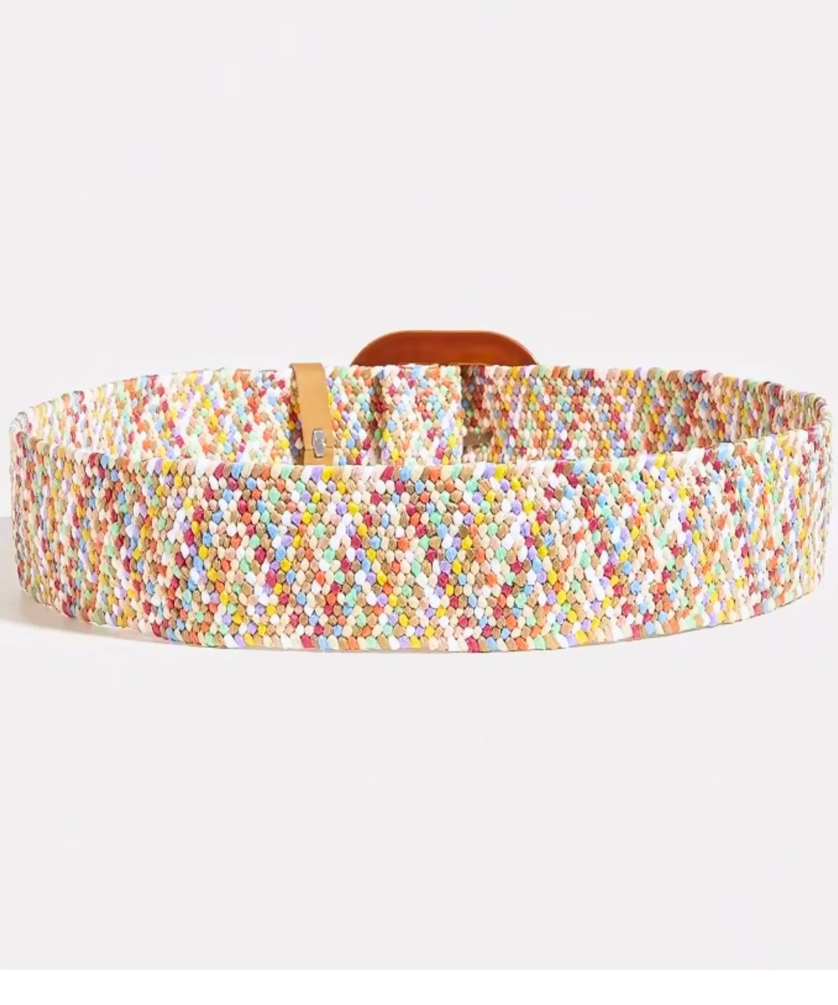 Women's multicolor woven elastic belt laid flat
