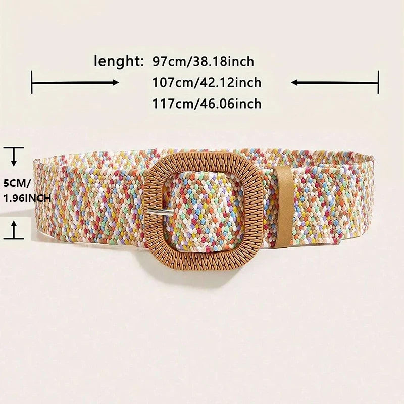 Women's boho belt with woven band, size chart image