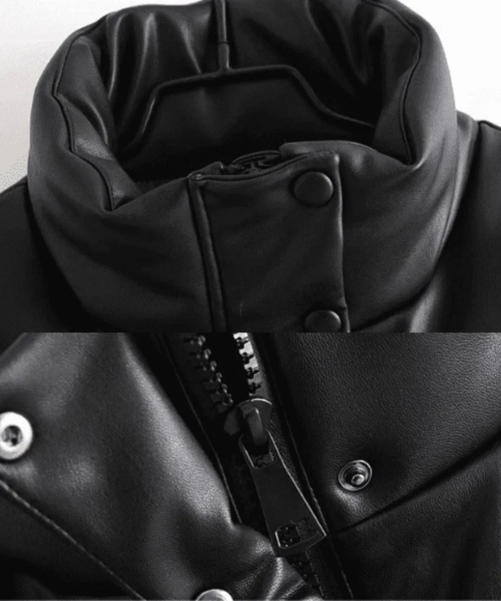 Women's leather puffer vest in black, full look styled with jeans