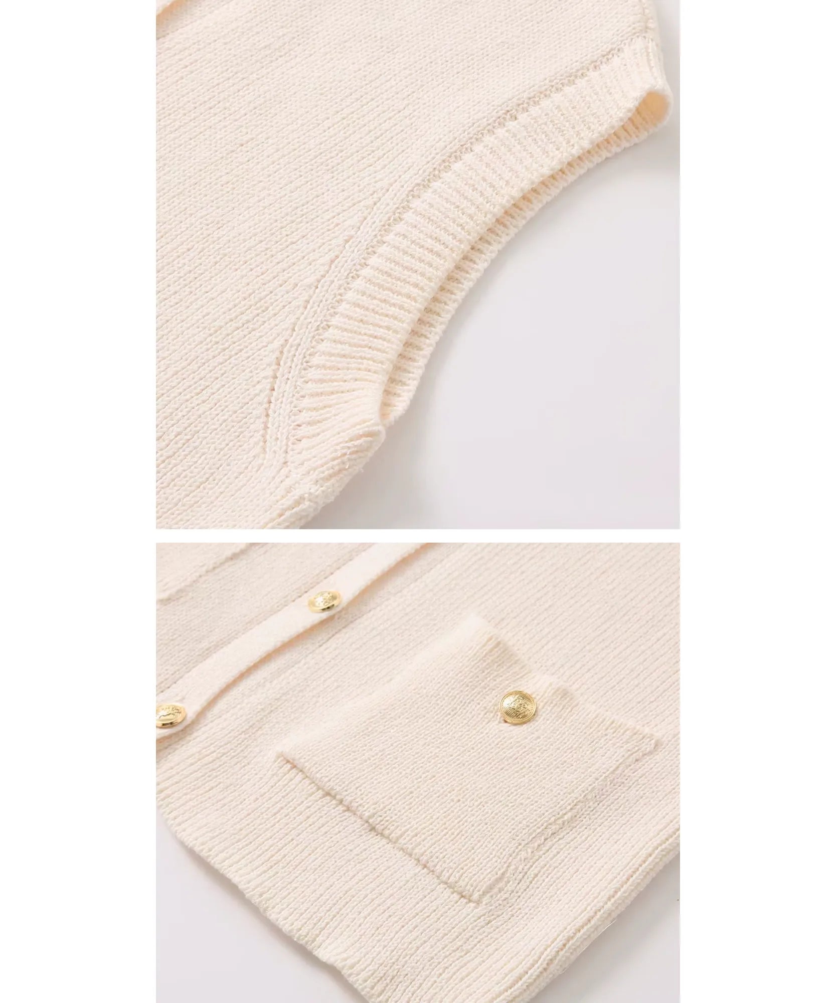 Women's ribbed knit cardigan vest in Ivory