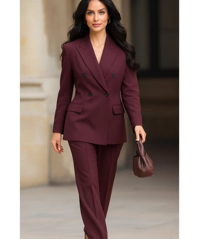 Comprar conjunto alfaiataria feminino blazer calça social executivo elegante bordô escritório promoção ZARA