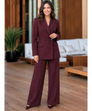 Women's Burgundy Tailored Blazer and Pants Set | Lolie