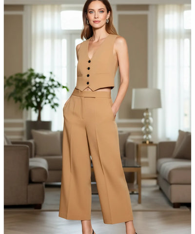Women's Tailored Vest and Wide Leg Pants Set | Kaylee