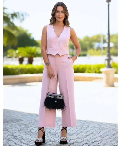 Women's Tailored Vest and Wide Leg Pants Set | Kaylee