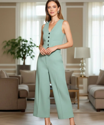 Women's Tailored Vest and Wide Leg Pants Set | Kaylee