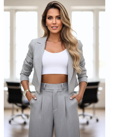 Women’s Pinstripe Tailored Blazer and Pants Set | Grace