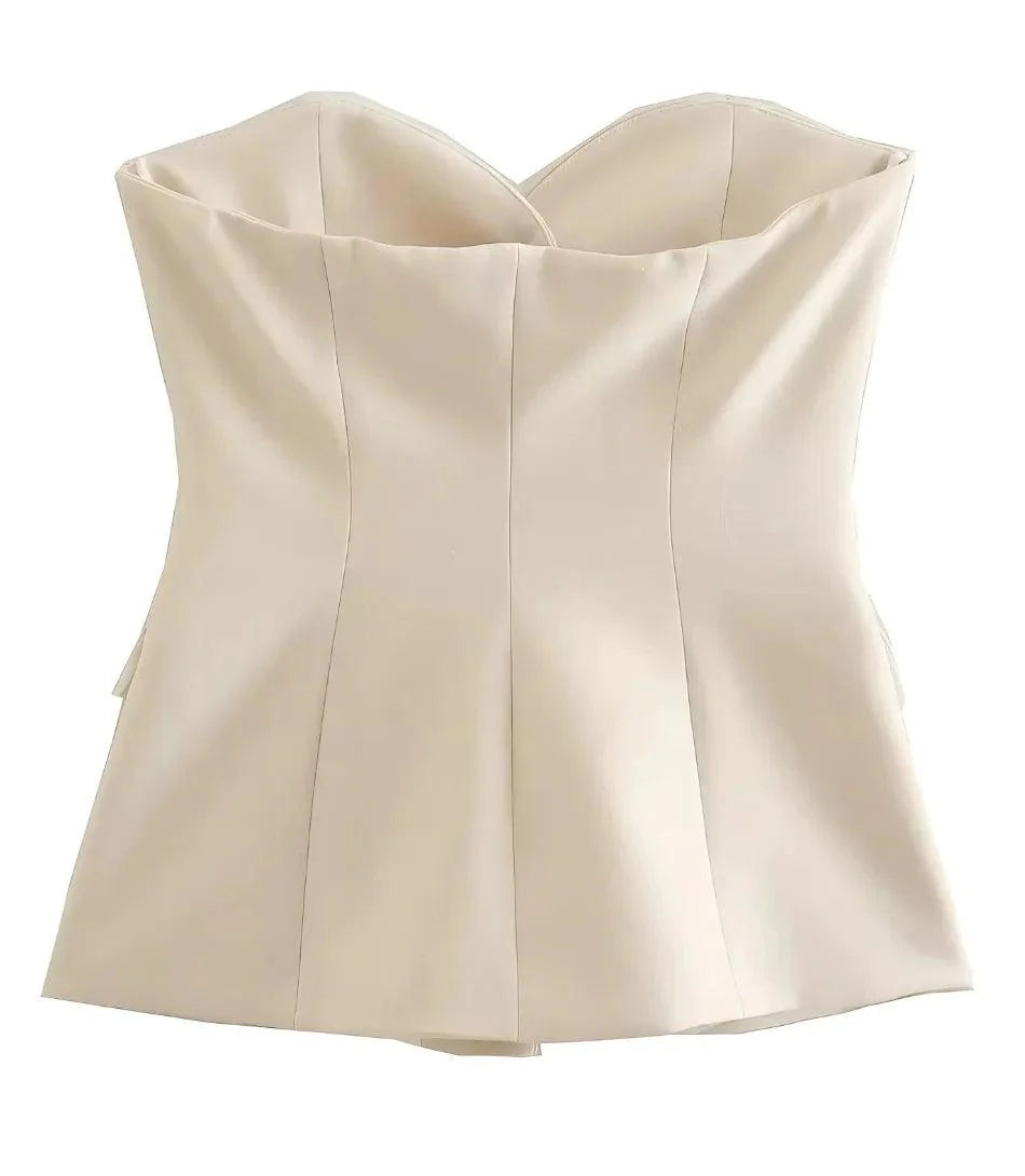 Comprar Conjunto Alfaiataria Tomara que Caia com Calça Reta OfF White para Trabalho, Eventos ou Reuniões Elegantes ZARA
