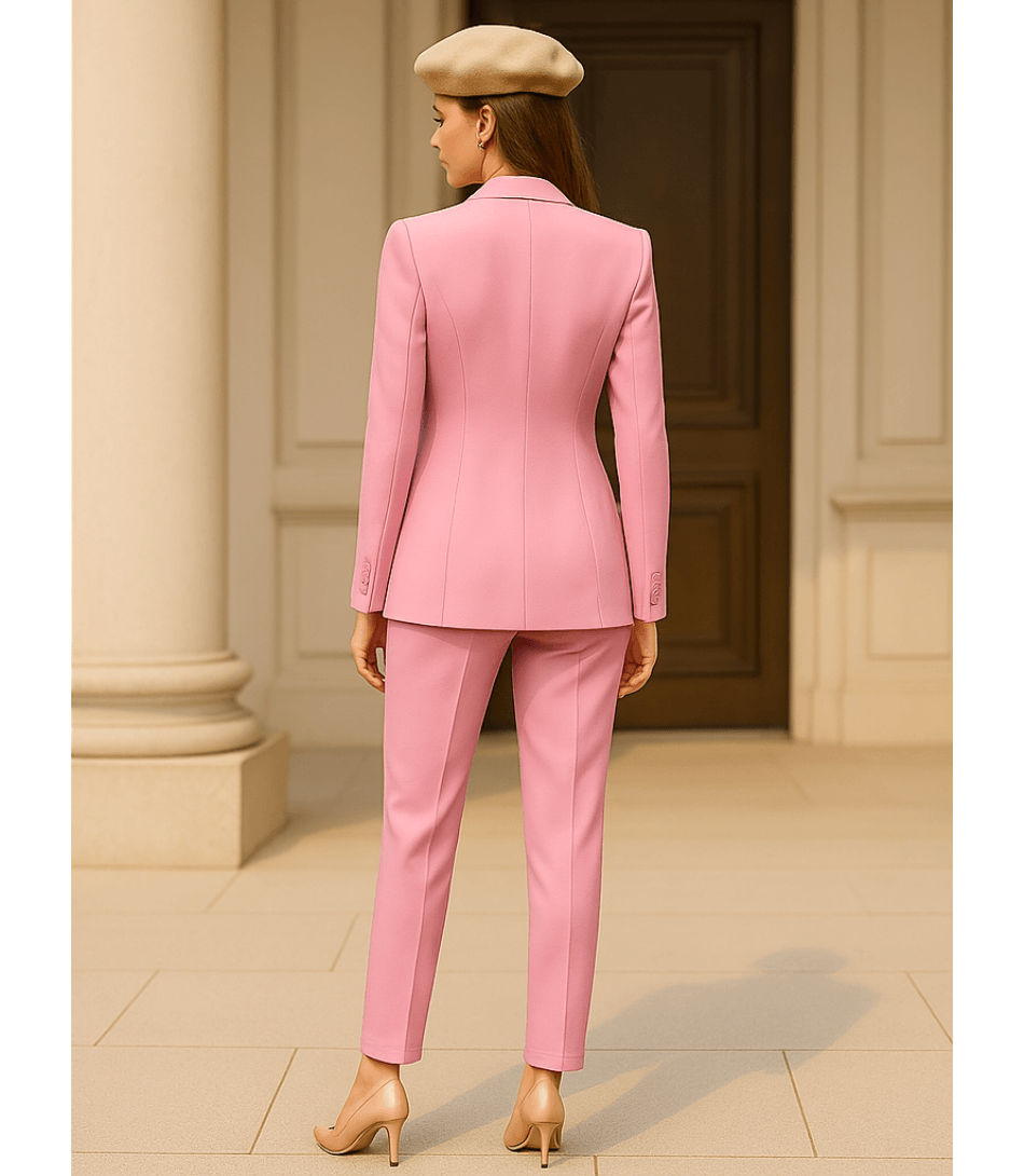 Comprar conjunto feminino alfaiataria rosa com colete e calça elegante para trabalho e reuniões em promoção ZARA
