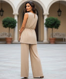 Comprar conjunto feminino blusa calça pantalona wide leg canelada amarração elegante em promoção ZARA
