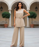 Comprar conjunto feminino blusa calça pantalona wide leg canelada amarração elegante em promoção ZARA
