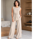 Women's Ribbed Wide Leg Pants Set with Sleeveless Top | Praslin