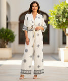 Women’s Printed Two Piece Set with Wide Leg Pants | Liana