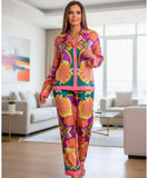 Women's Printed Kimono Top and Wide Leg Pants Set Summer | Amalfi