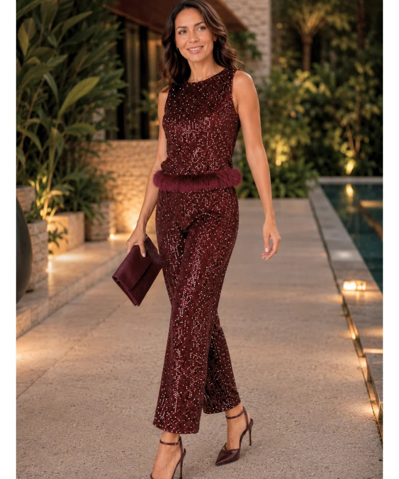 Women's sequin crop top, deep V open-back detail