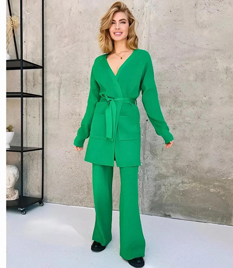 Comprar Conjunto Feminino Tricot Elegante para Trabalho e Eventos Verde ZARA
