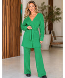 Women’s Elegant Knit Cardigan and Pants Set | Ayasha