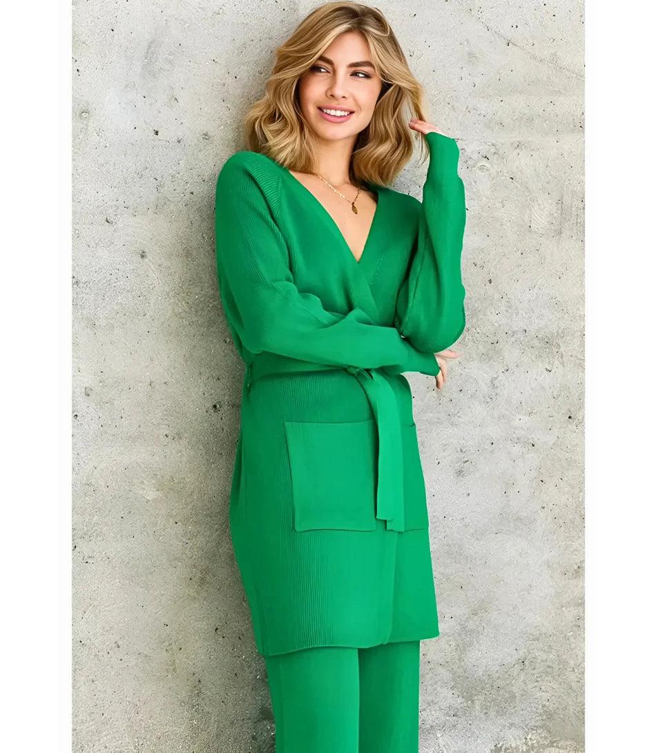 Comprar Conjunto Feminino Tricot Elegante para Trabalho e Eventos Verde ZARA
