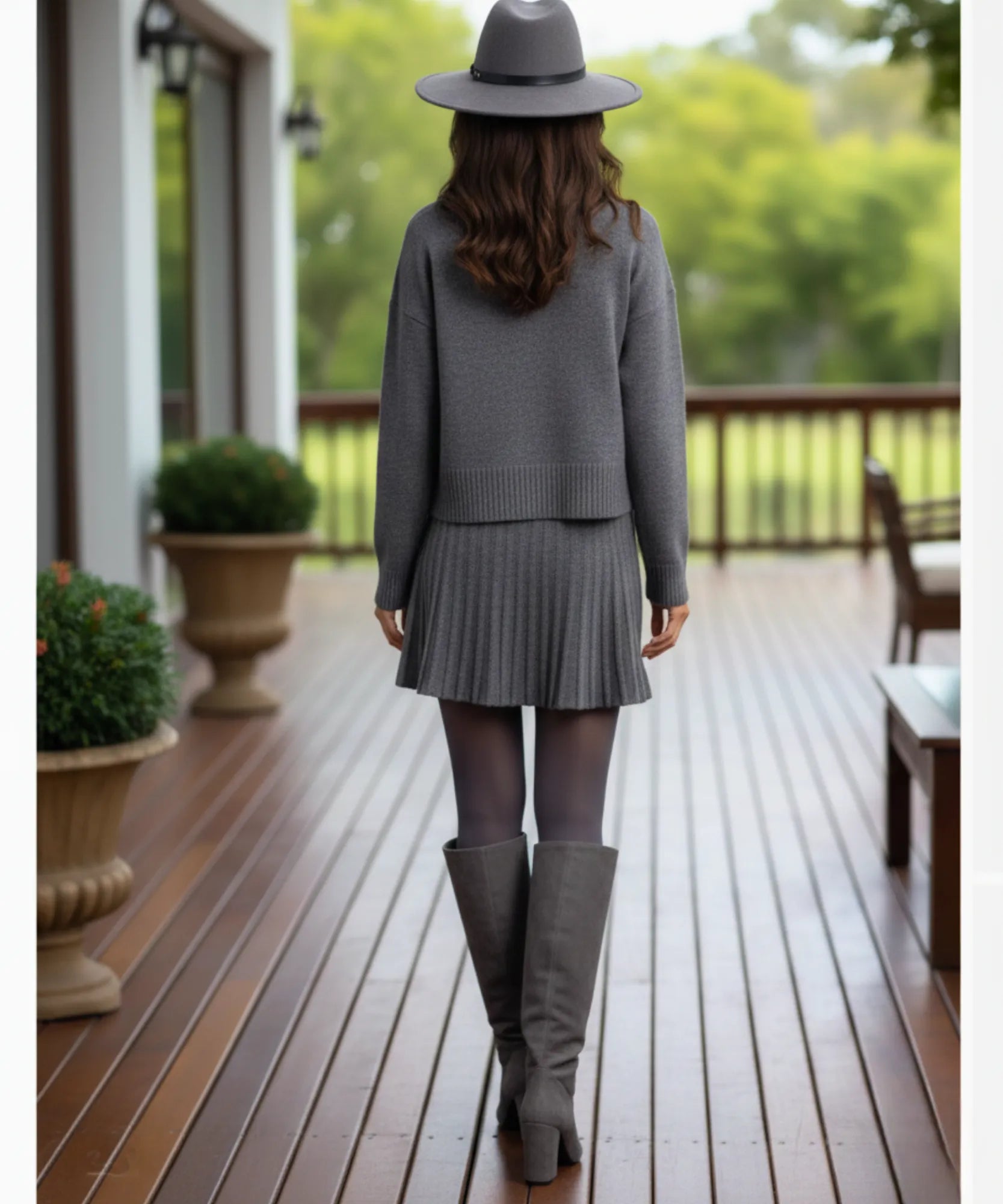 Comprar conjunto feminino tricot gola alta saia plissada confortável malha macia inverno em promoção ZARA