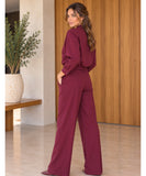 Women's blazer and wide-leg pants set, wide-leg trouser detail