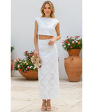 Women's Eyelet Embroidered Crop Top and Midi Skirt Set | Jess