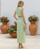 Women's Eyelet Embroidered Crop Top and Midi Skirt Set | Jess