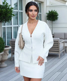 Women's Ribbed Knit Cardigan and Skirt Set Elegant Fit | Zelo