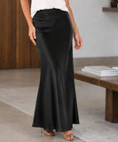 Women's High Waist Fitted Satin Maxi Skirt | Anaya