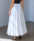Women's Flowy Satin Maxi Skirt with Elastic Waist | Maui