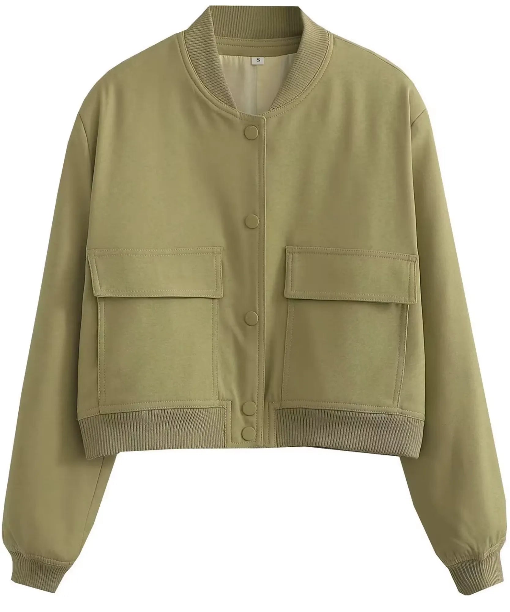 Women's cotton twill bomber jacket in sage green