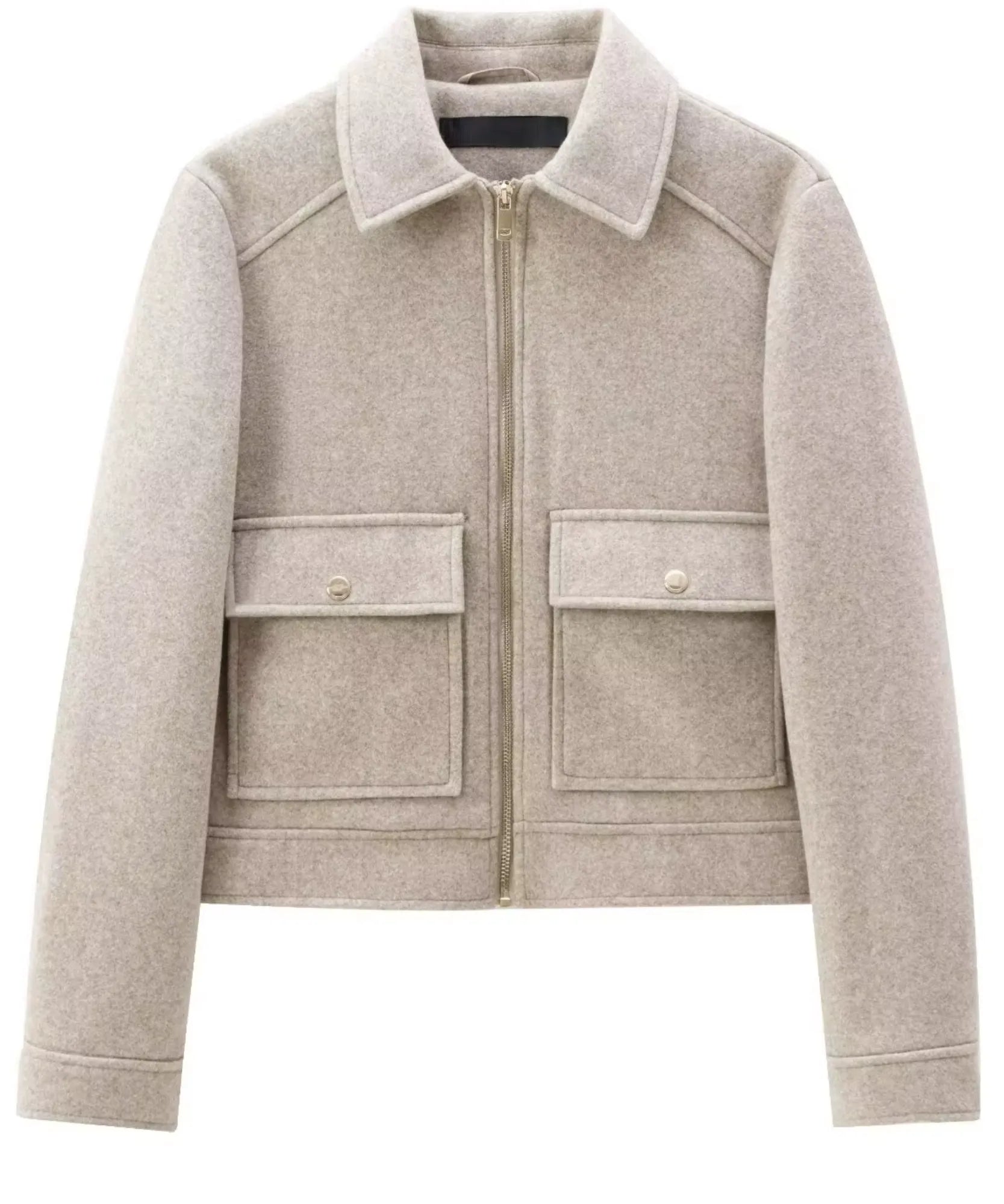 Women's wool jacket in ivory, styled with denim
