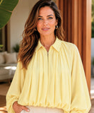 Women's Yellow Oversized Blouson Jacket with Balloon Sleeves