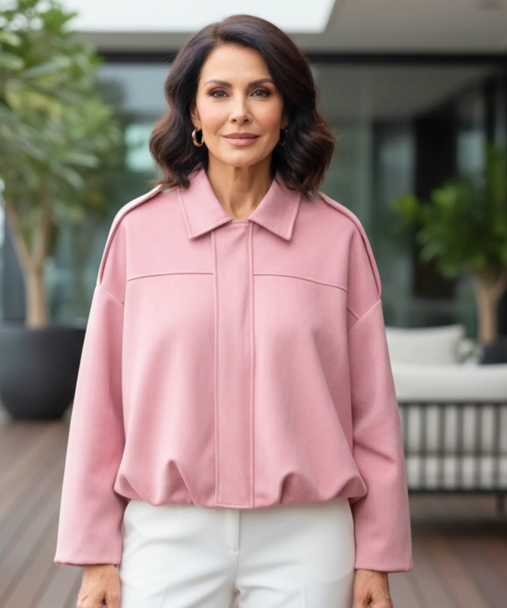 Women's oversized suede jacket in pink