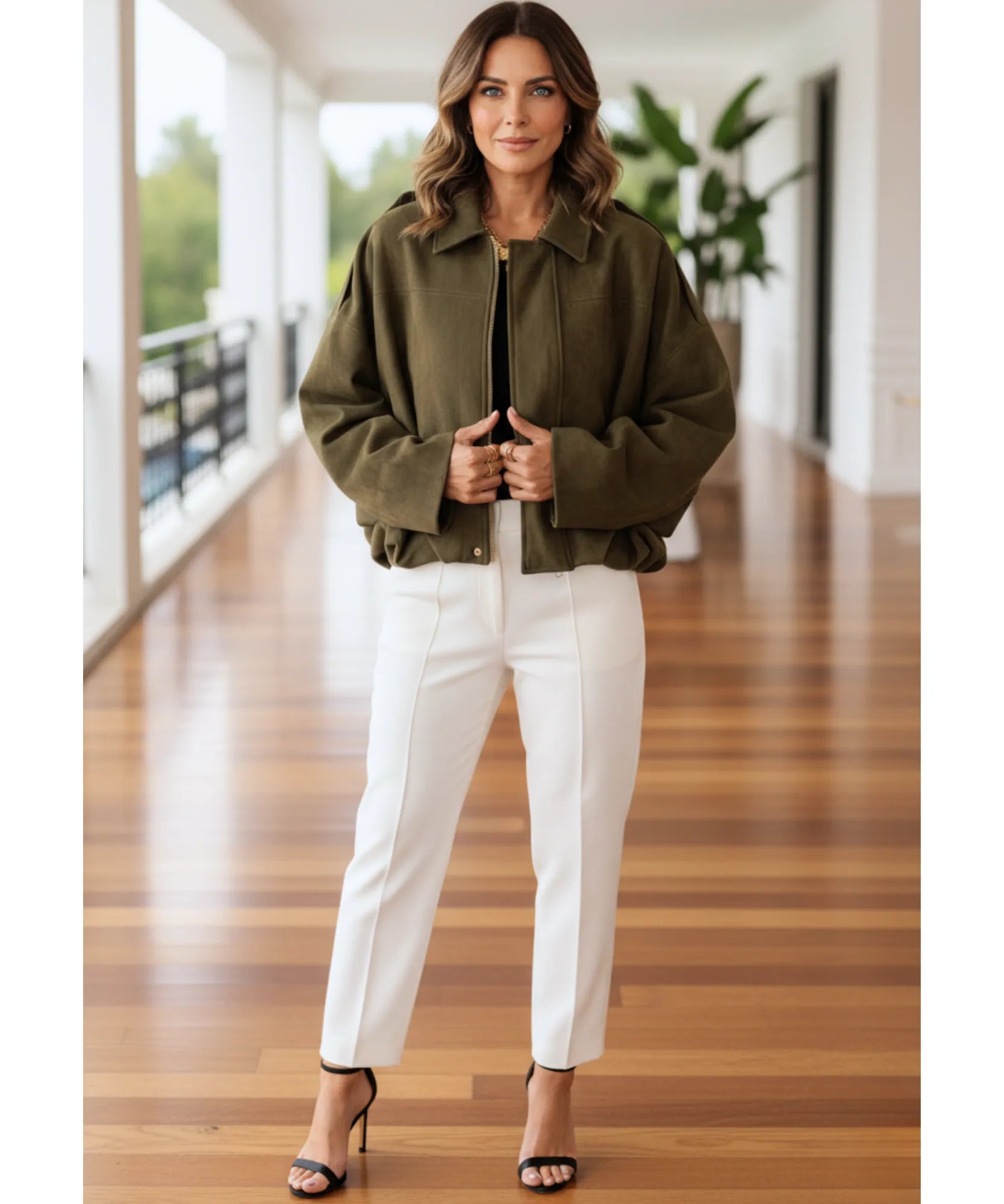Women's oversized suede jacket in kelly green
