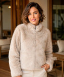 Women's Ivory Shaggy Vegan Fur Jacket