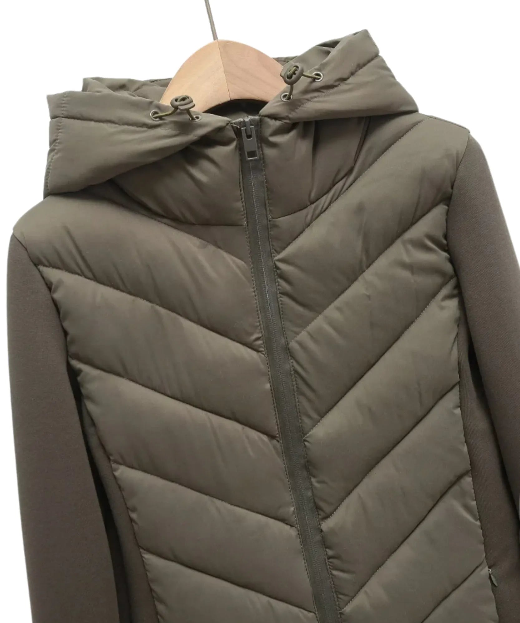 Women's waterproof puffer jacket in olive green