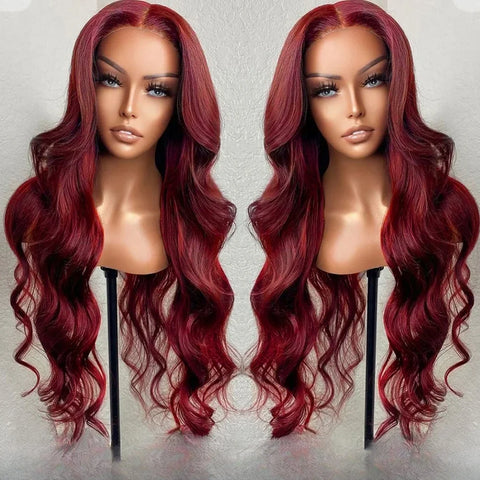 Long Wavy 100% Human Hair Lace Front Wig