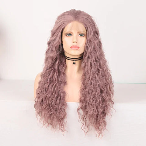 Long Body Curly Lace Front Wig - Synthetic Fiber - Versatile Styling Option