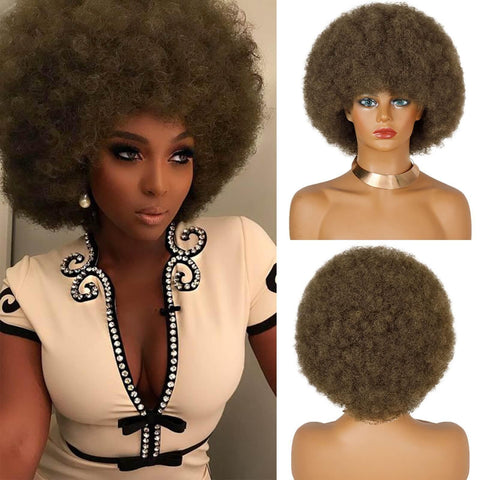 Lace Front Short Afro Wig - Anellace
