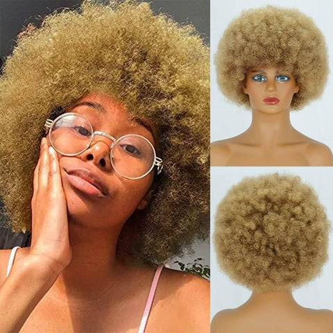 Lace Front Short Afro Wig - Anellace