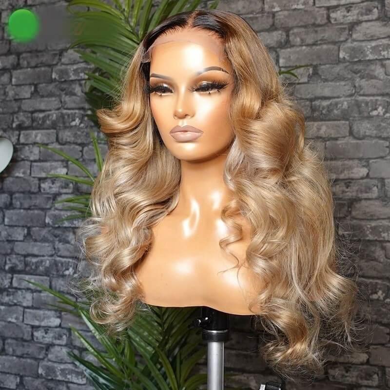 Long Wavy 100% Human Hair Lace Front Wig - Anellace
