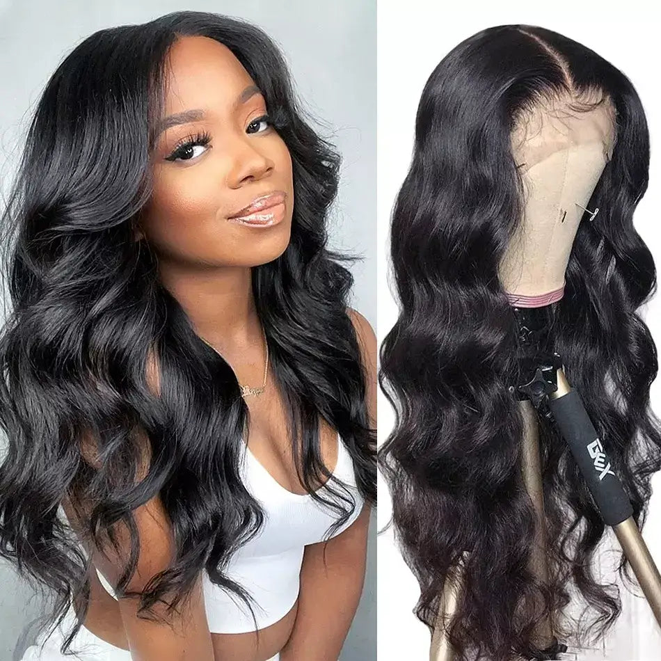 Long Wavy 100% Human Hair Lace Front Wig - Anellace