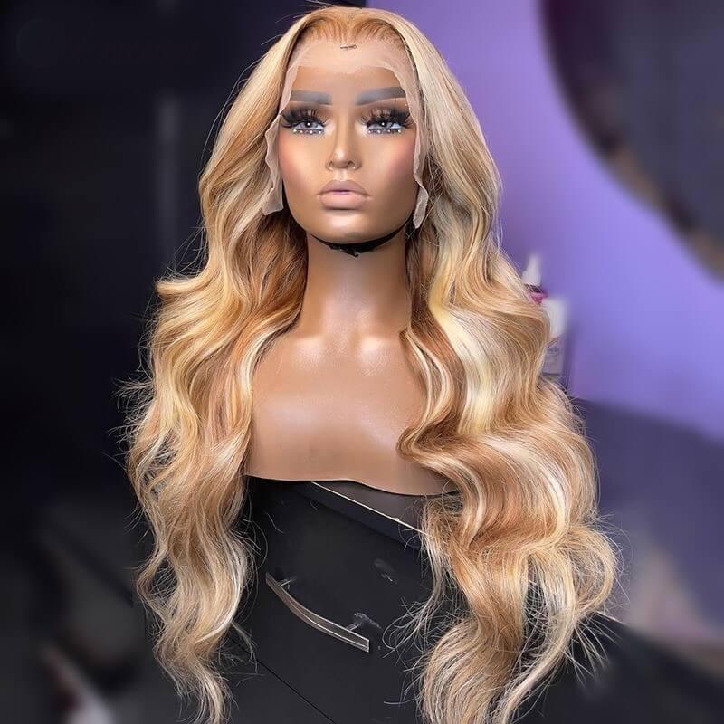 Long Wavy 100% Human Hair Lace Front Wig - Anellace