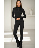 Comprar macacão feminino manga longa gola alta com zíper modelador barato