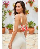 Comprar macaquinho alfaiataria branco feminino verão com laço floral alças ajustáveis shorts curto casual social barato ZARA
