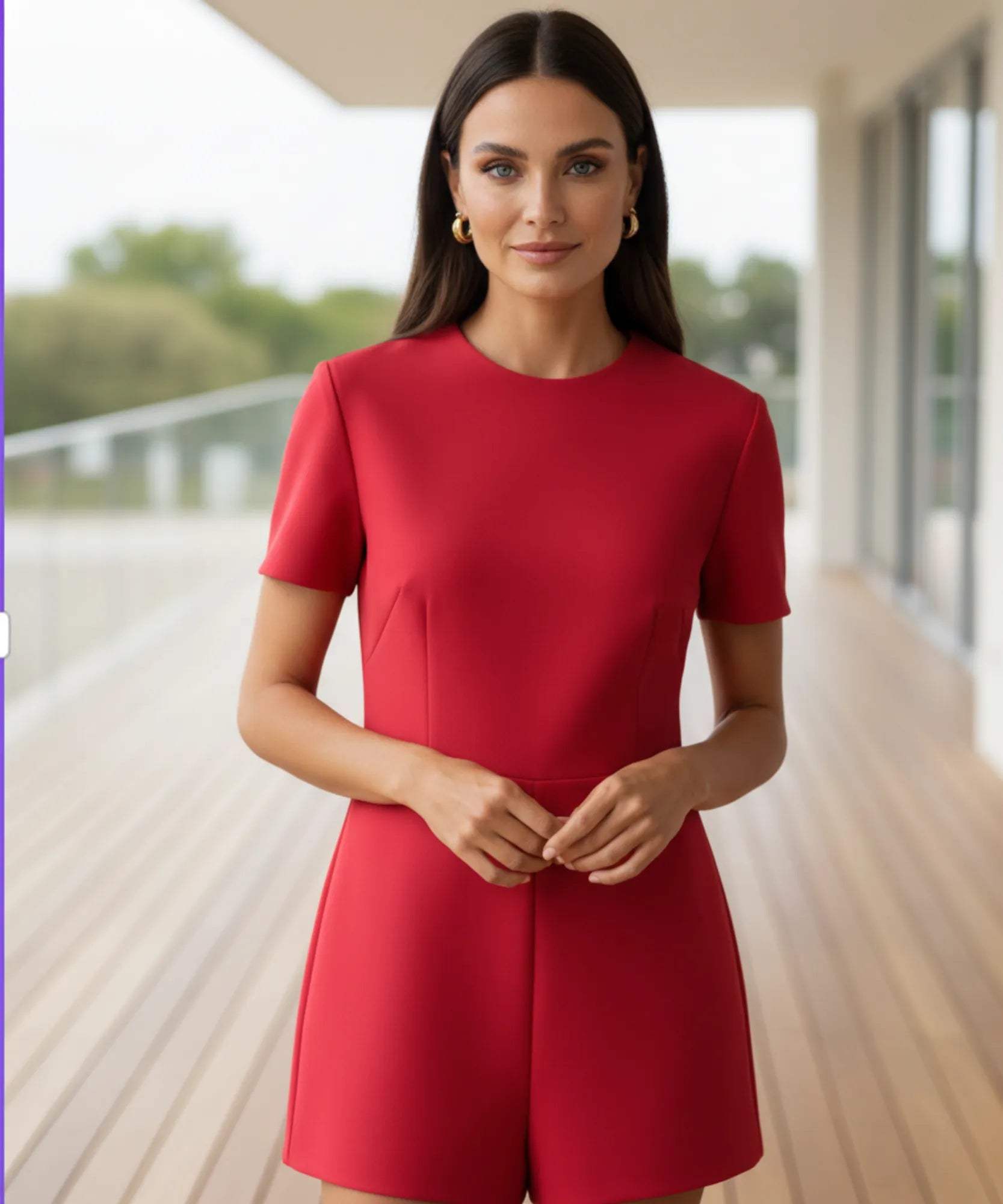 Comprar macaquinho feminino alfaiataria manga curta vermelho com laços decorativos bolsos frontais zíper em promoção ZARA
