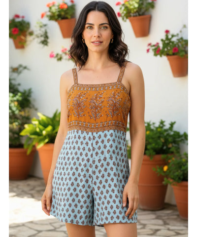 Women’s Floral Patchwork Boho Romper Summer Style | Mahal