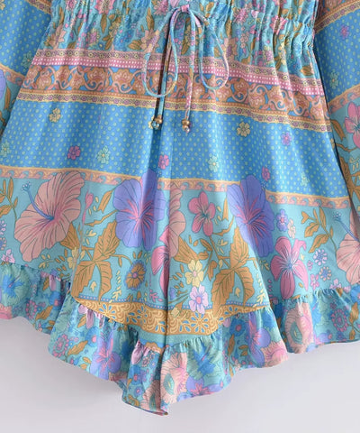 Women’s Boho Floral Long Sleeve V Neck Romper | Jana