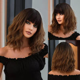 Medium Wavy Lace Wig with Bangs - Anellace