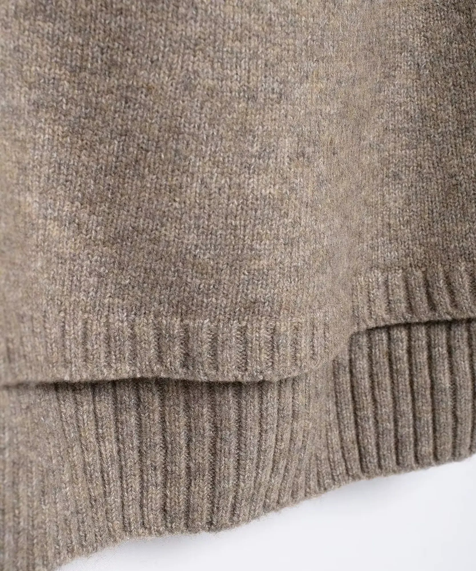 Women's cashmere-soft sweater cape in taupe, side view