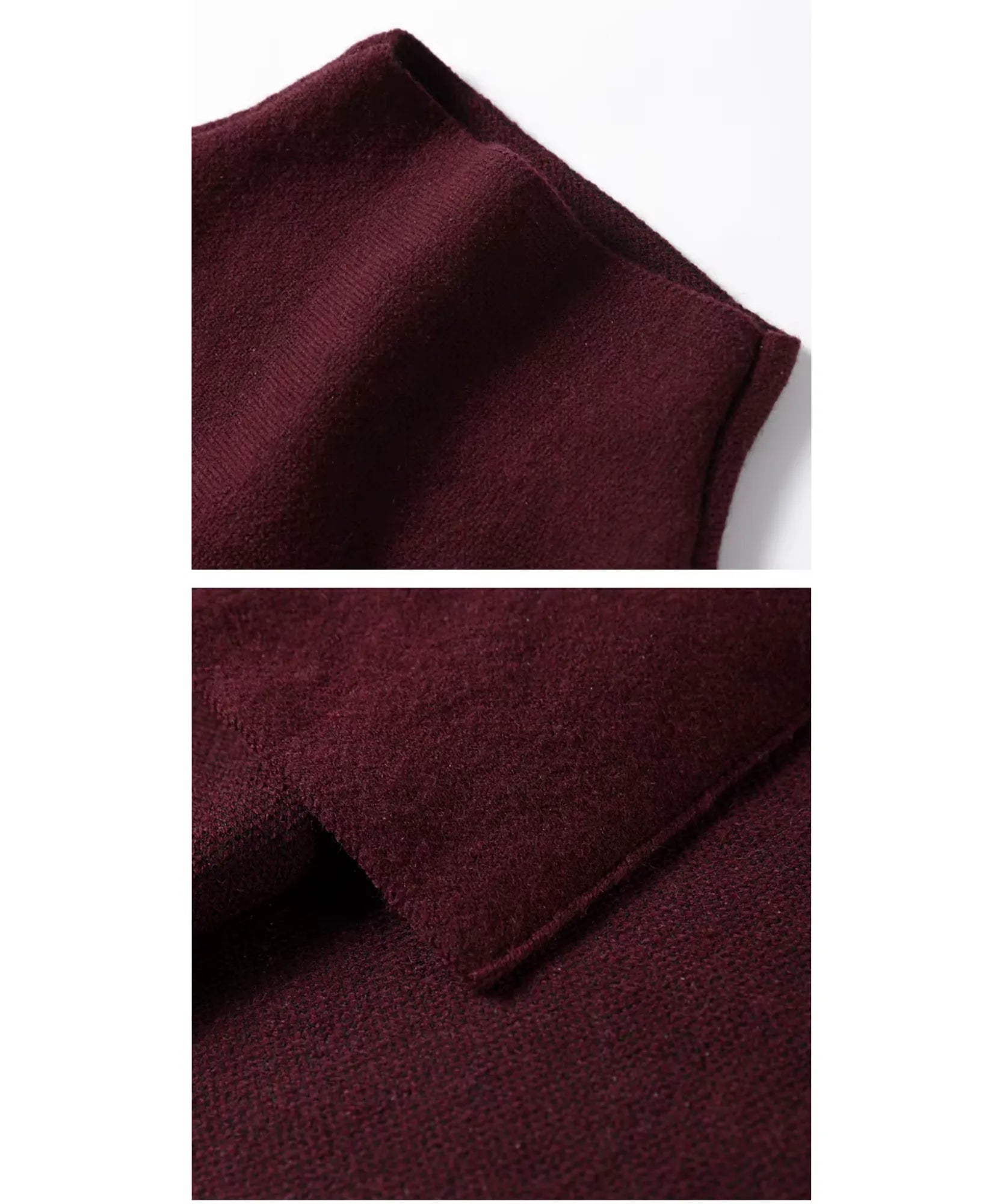 Women's burgundy mock-neck sweater poncho, full length view